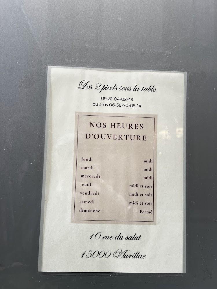 Les 2 Pieds sous la Table - Menu Image 4